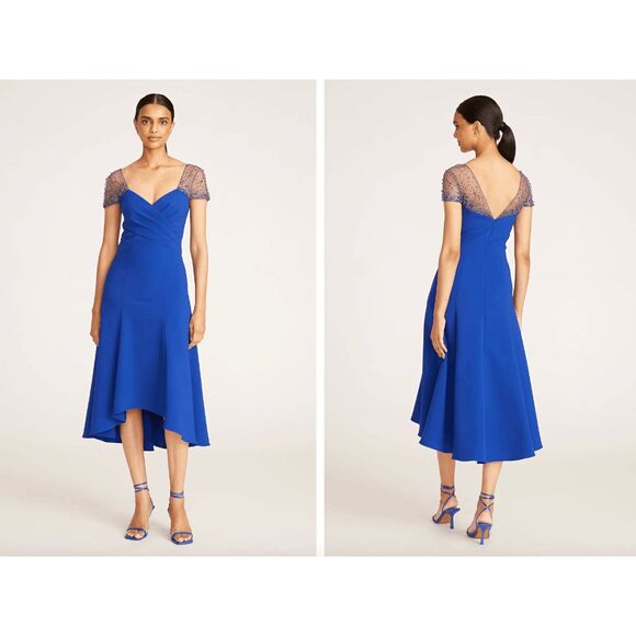 THEIA Anette High Low Cocktail Dress IN Azure US 6 $695